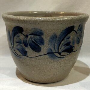 VTG Eldreth Pottery PA Salt Glaze Stoneware Crock Planter Floral